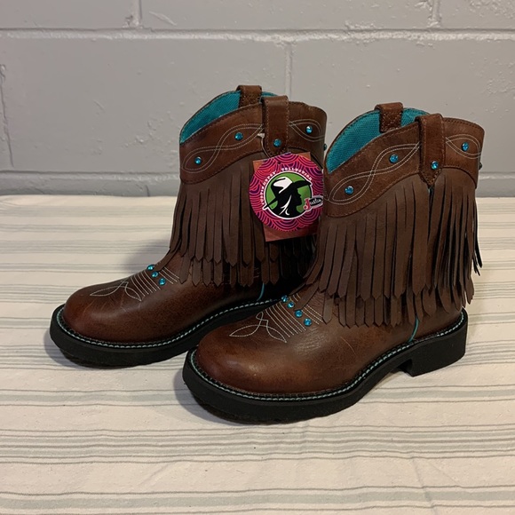 Justin Boots Shoes - Justin Gypsy Gemma Cognac Cowboy Finge Boots-Women's Size 8.5